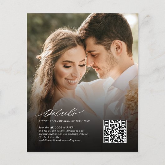 Papier Budget Elegant 2 Photo QR Code Tout en un Mariage (Dos)