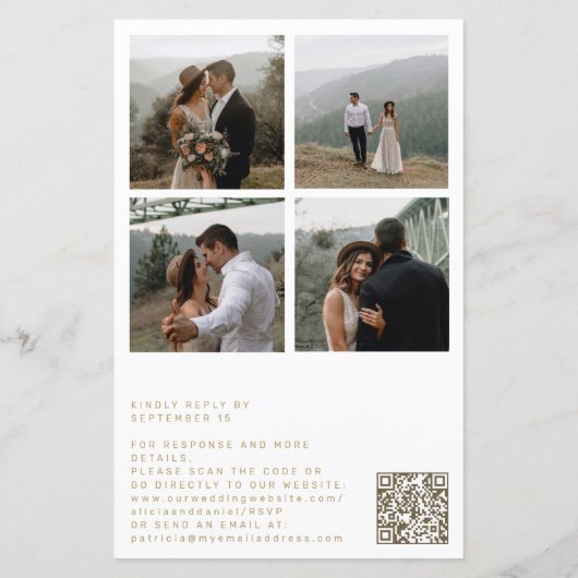 Papier Budget élégant 4 photo code QR tout en un mariage (Dos)