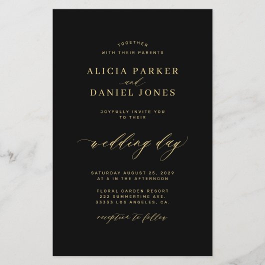 Papier Budget élégant 4 photo code QR tout en un mariage (Devant)