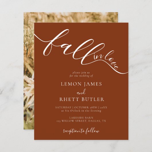 Papier Budget Élégant Automne Rustique En Amour Mariage I (Devant / Derrière)