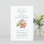 Papier Budget Élégant Baby shower Floral Vert Invitation (Debout devant)