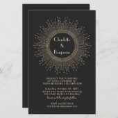 Papier Budget Elegant Black Gold Starburst Mariage Invita (Devant / Derrière)