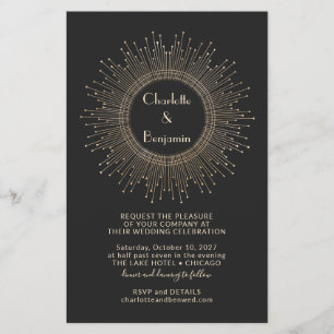 Papier Budget Elegant Black Gold Starburst Mariage Invita