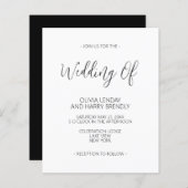Papier Budget Elegant Black White Wedding Invite (Devant / Derrière)