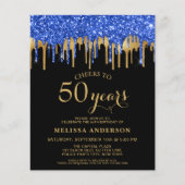 Papier Budget Élégant Bleu Or Parties scintillant Noire 5 (Devant)