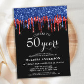 Papier Budget Élégant Bleu Parties scintillant Argent 50