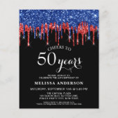 Papier Budget Élégant Bleu Parties scintillant Argent 50  (Devant)