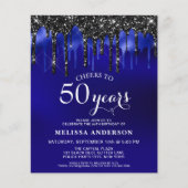 Papier Budget Élégant Bleu Parties scintillant Noir Drip (Devant)