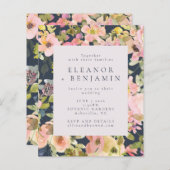 Papier Budget Élégant Blush Marine Floral Mariage Invitat (Devant / Derrière)