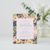 Papier Budget Élégant Blush Marine Floral Mariage Invitat (Debout devant)