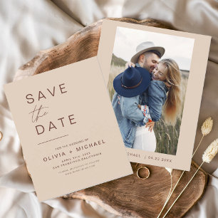 Papier Budget Elegant Boho Enregistrer la date Photo Mini