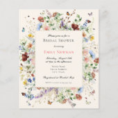 Papier Budget Elegant Boho Fête des mariées Florale (Devant)