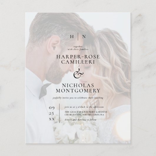 Papier Budget Élégant Calligraphie Monogramme Photo Maria (Devant)