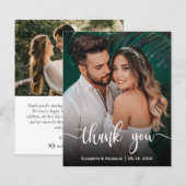 Papier Budget Élégant calligraphie Photo Mariage Merci (Devant / Derrière)