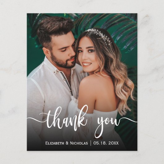 Papier Budget Élégant calligraphie Photo Mariage Merci (Devant)