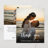 Papier Budget Élégant calligraphie Photo Mariage Merci (Devant / Derrière)