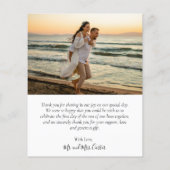 Papier Budget Élégant calligraphie Photo Mariage Merci (Dos)