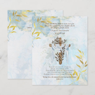 Papier BUDGET Élégant CARTON D'INVITATION BAPTÊME Bleu Aq