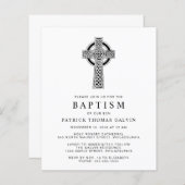 Papier Budget Elegant Celtic Cross Baptism Invitation (Devant / Derrière)
