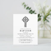 Papier Budget Elegant Celtic Cross Baptism Invitation (Debout devant)