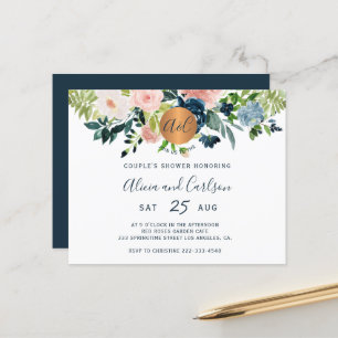 Papier Budget élégant couple floral douche invitation