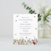 Papier Budget Élégant Couples Floraux Douche Invitation (Debout devant)