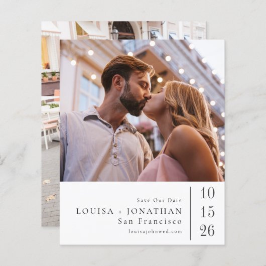 Papier Budget Élégant Deux Mariages Photo Enregistrer La  (Devant / Derrière)