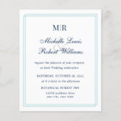 Papier BUDGET Élégant Double Monogramme Mariage Bleu Vert (Devant)