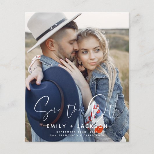 Papier Budget Élégant Enregistrer la date Photo Moderne (Devant)