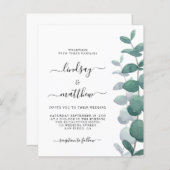 Papier Budget Elegant Eucalyptus Faire-part de mariage (Devant / Derrière)