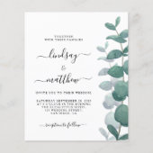 Papier Budget Elegant Eucalyptus Faire-part de mariage (Devant)
