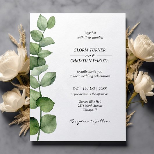 Papier Budget Elegant Eucalyptus Faire-part de mariage