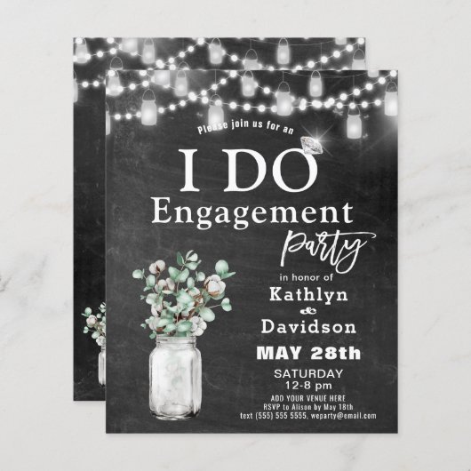 Papier BUDGET Elégant Eucalyptus I DO Party Invitation (Devant / Derrière)