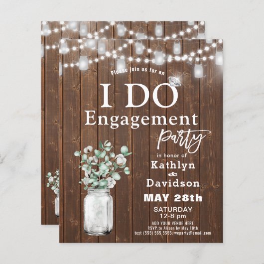 Papier BUDGET Elégant Eucalyptus I DO Party Invitation (Devant / Derrière)