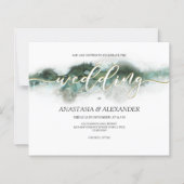 Papier BUDGET/Elégant faire-part de mariage aquarelle. (Devant)