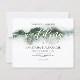 Papier BUDGET/Elégant faire-part de mariage aquarelle.