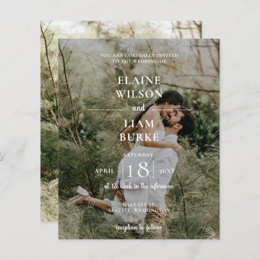 Papier Budget Élégant Faire-part de mariage de superposit (Devant / Derrière)