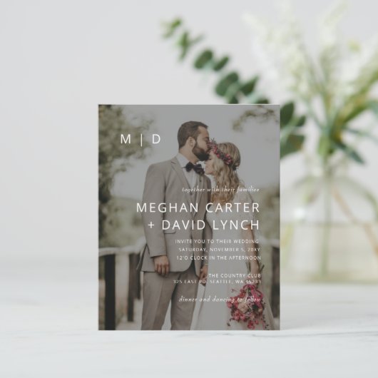 Papier Budget Élégant Faire-part de mariage de superposit (Debout devant)