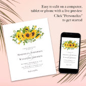 Papier Budget Élégant Faire-part de mariage de tournesol