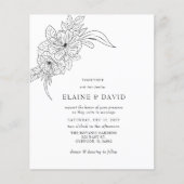 Papier Budget Elégant Faire-part de mariage d'esquisse fl (Devant)