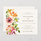 Papier Budget Élégant Faire-part de mariage Floral Bourgo (Devant / Derrière)