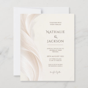 Papier BUDGET Élégant Faire-Part de Mariage Photo Plume I