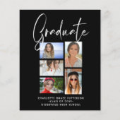 Papier Budget Élégant Faire-part multi-photo Graduation (Devant)