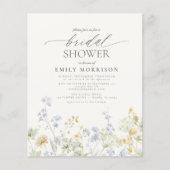 Papier Budget Élégant Fleur sauvage Invitation à la douch (Devant)