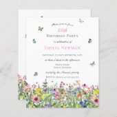 Papier Budget Elégant Floral 40e fête d'anniversaire (Devant / Derrière)