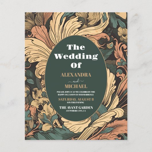 Papier Budget Élégant Floral Art Nouveau Mariage (Devant)