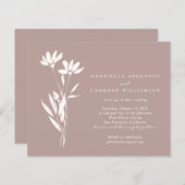 Papier Budget Elégant Floral Dusty Mauve Mariage Invitati (Devant / Derrière)