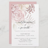 Papier Budget Élégant Florales Script Pink Mariage Invita (Devant / Derrière)