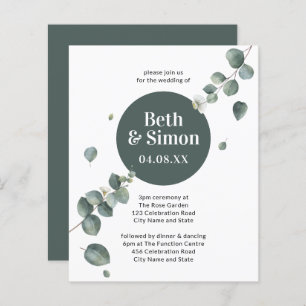 Papier Budget Élégant Foliage Vert Cercle Geo Mariage