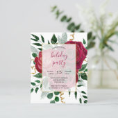 Papier Budget Élégant Glam Red Roses Invitation de fête d (Debout devant)